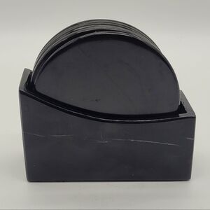 Black Marble Cocktail Drink Coasters With Holder set of 6​​​